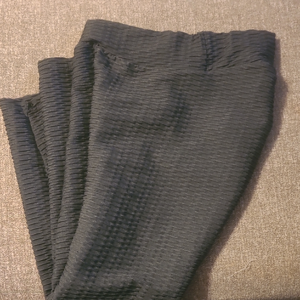 Black Textured Pants Stretch Sz L